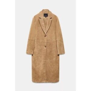 ZARA 100% Suede Leather Coat ZW Collection Limited Edition 2969/063 Tan M NWT